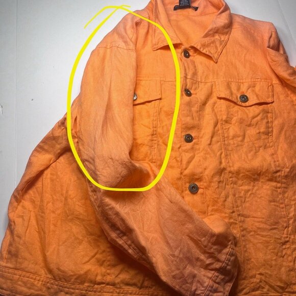 Saint Tropez West Jacket Women’s Size 3X Orange Linen Button Front *Color Fading - Picture 6 of 8